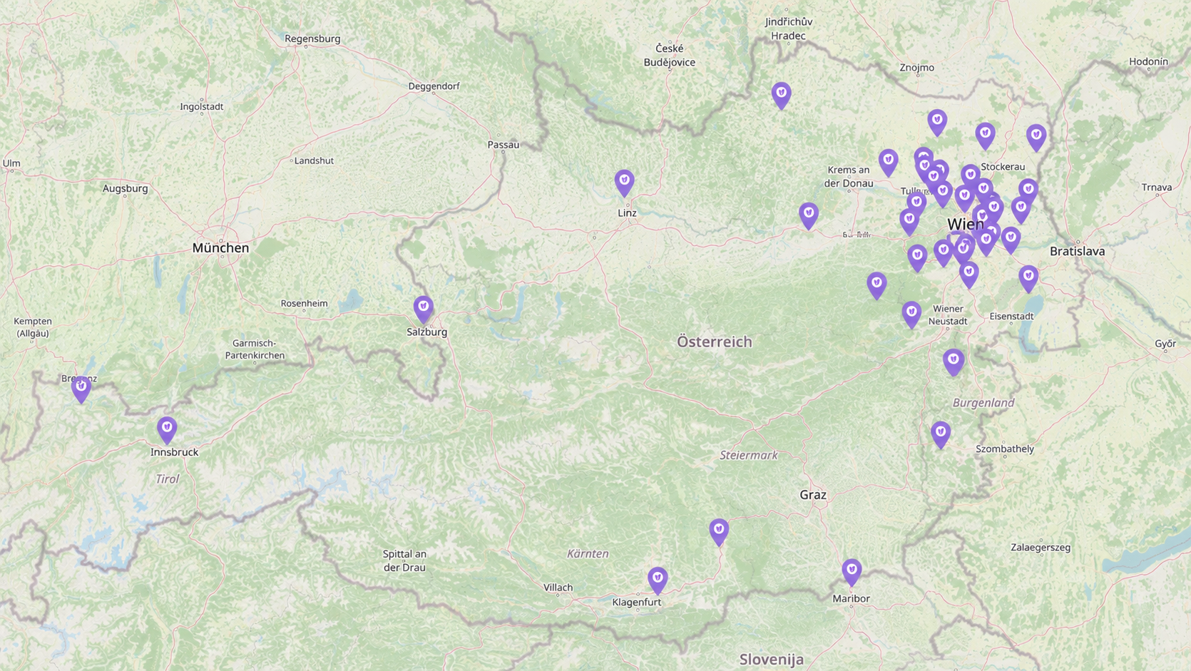 Karte der Buchungsregionen Karte der Buchungsregionen